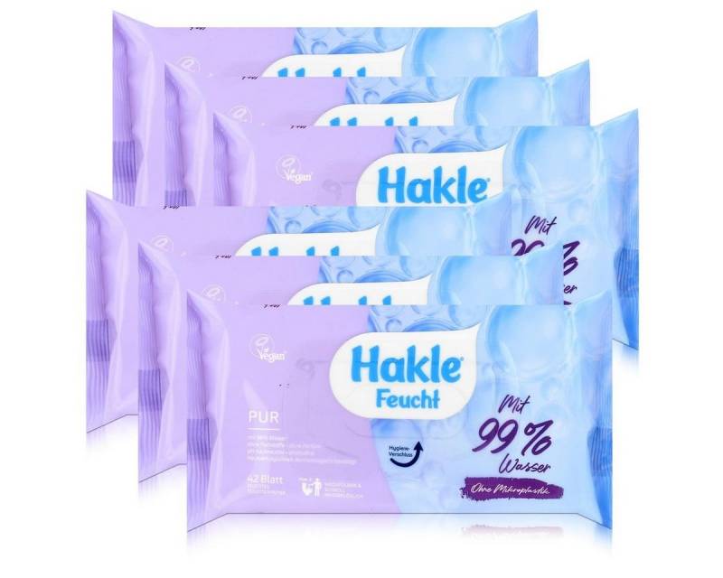 HAKLE feuchtes Toilettenpapier Hakle Feucht Pur mit 99% Wasser 42 Blatt - Toilettenpapier (6er Pack) von HAKLE