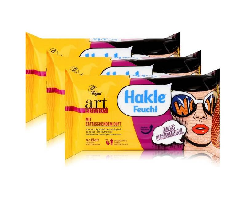 HAKLE feuchtes Toilettenpapier Hakle Feucht art Edition 42 Blatt - Feuchttücher, Toilettenpapier (3er von HAKLE