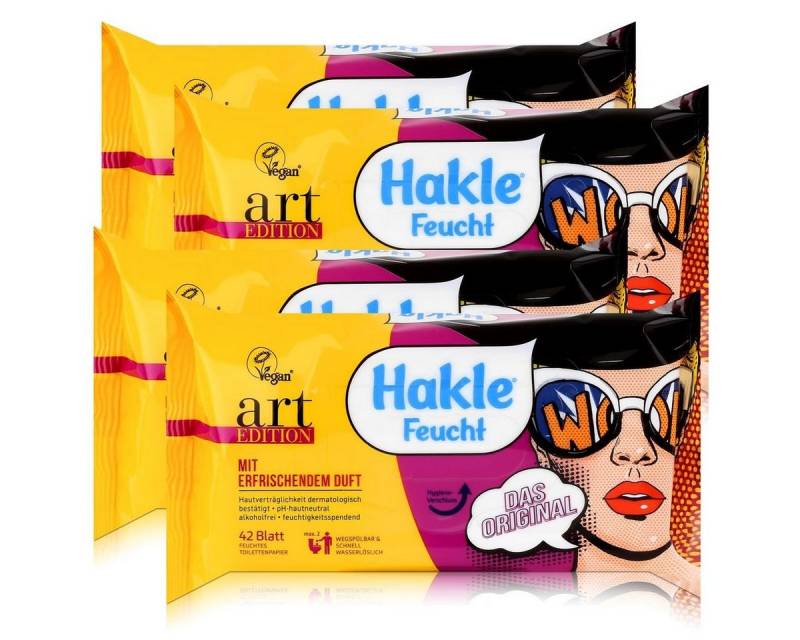 HAKLE feuchtes Toilettenpapier Hakle Feucht art Edition 42 Blatt - Feuchttücher, Toilettenpapier (4er von HAKLE