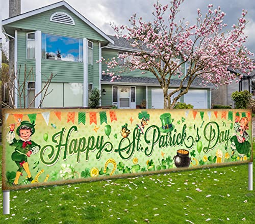 Happy St. Patrick's Day Supplies Vintage St. Patrick Yard Schild Banner, Retro Stil Grün Lucky St. Patrick Foto Hintergrund Banner für St. Patrick Party (Banner) von HAKOTI