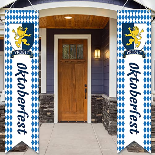 HAKOTOM 2pcs Oktoberfest Deko Banner Bayerisches Oktoberfestbanner Willkommen Oktoberfest Hängen Tür Veranda Zeichen Bayrische Dekoration für Bierzelten Deutsche Thema Party von HAKOTOM