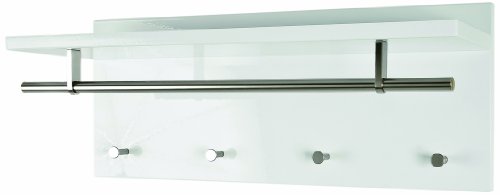 HAKU Möbel Wandgarderobe edelstahloptik, weiß, MDF - Maße: B 75 cm x H 30 cm x T 26 cm, Style: Modern von HAKU Möbel
