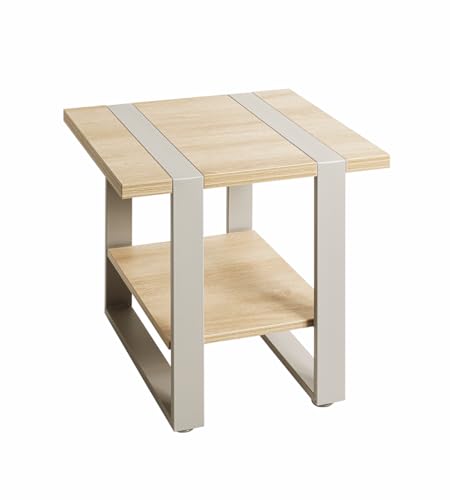 HAKU Möbel Beistelltisch, Eiche, grau (Eiche Natur;Kaschmirgrau), Metall, Spanplatte - Maße: B 45 x H 45 x T 45 cm, Style: Modern von HAKU Möbel