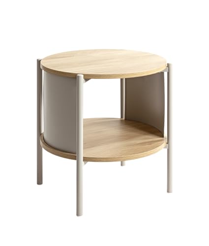 HAKU Möbel Beistelltisch, Eiche, grau (Eiche Natur;Kaschmirgrau), Metall, Spanplatte - Maße: B x H 44 x T cm, Style: Modern von HAKU Möbel