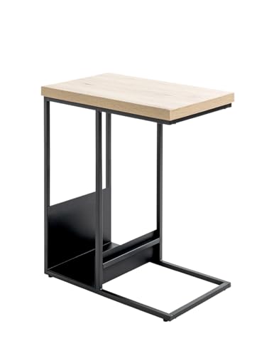 HAKU Möbel Beistelltisch, Eiche, schwarz, MDF, Metall - Maße: B 30 x H 60 x T 50 cm, Style: Modern von HAKU Möbel