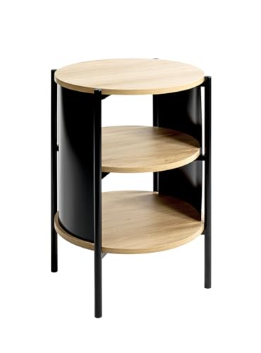 HAKU Möbel Beistelltisch, Eiche, schwarz (Eiche Natur), Metall, Spanplatte - Maße: B x H 60 x T cm, Style: Modern von HAKU Möbel