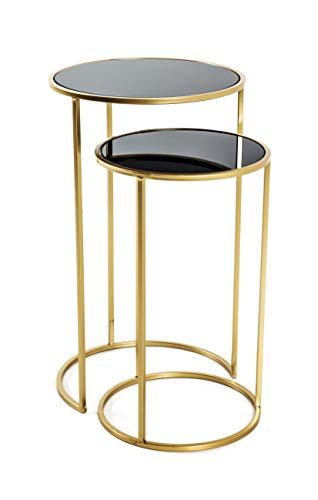 HAKU Möbel Beistelltisch 2er Set Gold, schwarz, Metall, Sicherheitsglas - Maße: H 50/60 cm x Ø 30/35 cm, Style: Glam HAKU Möbel Beistelltisch 2er Set Gold, schwarz, Metall, Sicherheitsglas - Maße: H 50/60 cm x Ø 30/35 cm, Style: Glam von HAKU Möbel