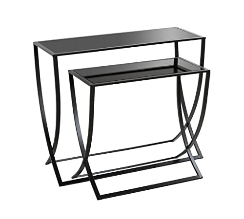 HAKU Möbel Beistelltisch 2er Set, Metall, schwarz, B 60 x T 30 x H 55 cm / B 80 x T 30 x H 65 cm von HAKU Möbel
