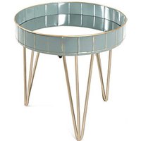 HAKU Möbel Beistelltisch Spiegelglas gold-grau-blau 41,0 x 41,0 x 40,0 cm von HAKU Möbel
