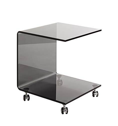 HAKU Möbel Beistelltisch auf Rollen, Glas 12 mm, grau, B 42 x T 42 x H 49 cm von HAKU Möbel