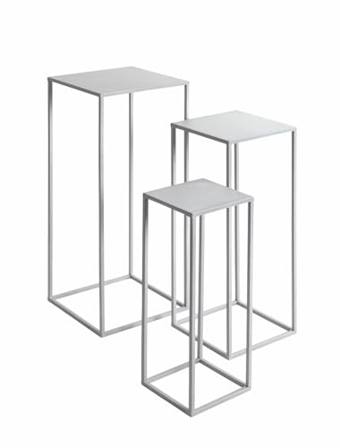 HAKU Möbel Blumensäule 3er Set, grau, Metall - Maße: B 18/23/28 x H 50/60/70 x T 18/23/28 cm, Style: Modern von HAKU Möbel