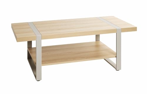 HAKU Möbel Couchtisch, Eiche, grau (Eiche Natur;Kaschmirgrau), Metall, Spanplatte - Maße: B 120 x H 45 x T 60 cm, Style: Modern von HAKU Möbel
