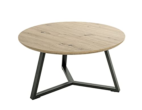 HAKU Möbel Couchtisch, MDF, eiche, schwarz, Ø 80 x H 42 cm von HAKU Möbel