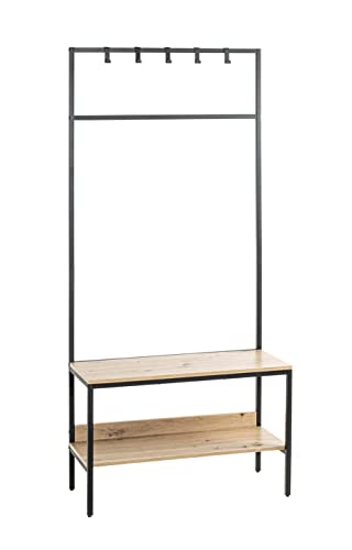 HAKU Möbel Garderobenständer, MDF, eiche, schwarz, B 80 x T 35 x H 180 cm von HAKU Möbel