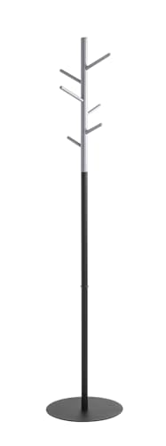 HAKU Möbel Garderobenständer grau, schwarz, Massivholz, Metall, Stahlrohr - Maße: H 170 cm x Ø 36 cm, Style: Modern von HAKU Möbel