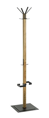 HAKU Möbel Garderobenständer, Eiche, schwarz, Massivholz, Metall - Maße: B 40 x H 180 x T 40 cm, Style: Modern von HAKU Möbel