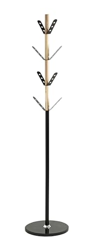 HAKU Möbel Garderobenständer, natur, schwarz, Marmor, Massivholz, Metall - Maße: H 179 x Ø 37 cm, Style: Modern von HAKU Möbel