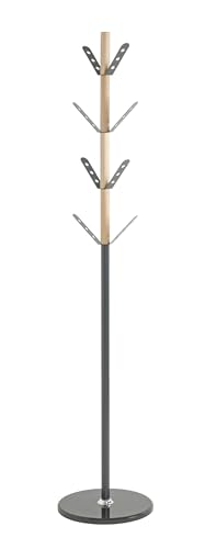 HAKU Möbel Garderobenständer, anthrazit, natur, Marmor, Massivholz, Metall - Maße: H 179 x Ø 37 cm, Style: Modern von HAKU Möbel