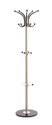 HAKU Möbel Garderobenständer Eiche, schwarz, Marmor, Metall - Maße: H 175 cm x Ø 40 cm, Style: Modern von HAKU Möbel