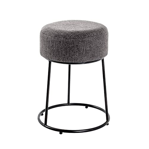 HAKU Möbel Hocker anthrazit, schwarz, MDF, Metall - Maße: H 46 cm x Ø 30 cm, Style: Art Deco von HAKU Möbel