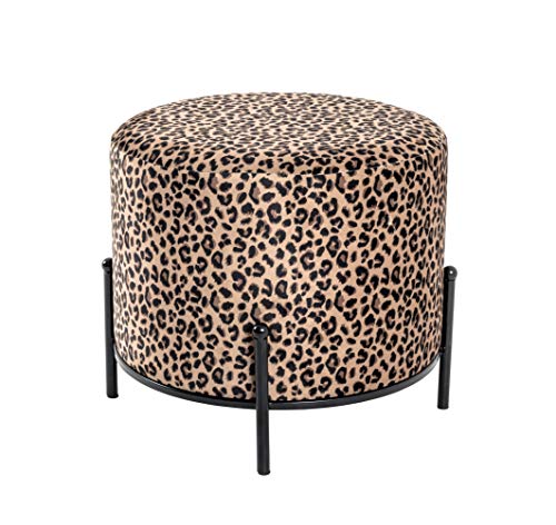 HAKU Möbel Hocker Motiv, schwarz, MDF, Metall, Textilgewebe - Maße: H 40 cm x Ø 48 cm, Style: Bohemian von HAKU Möbel