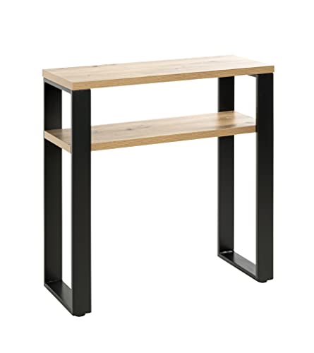 HAKU Möbel Konsole Eiche, schwarz, MDF, Metall - Maße: B 70 cm x H 75 cm x T 28 cm, Style: Modern von HAKU Möbel