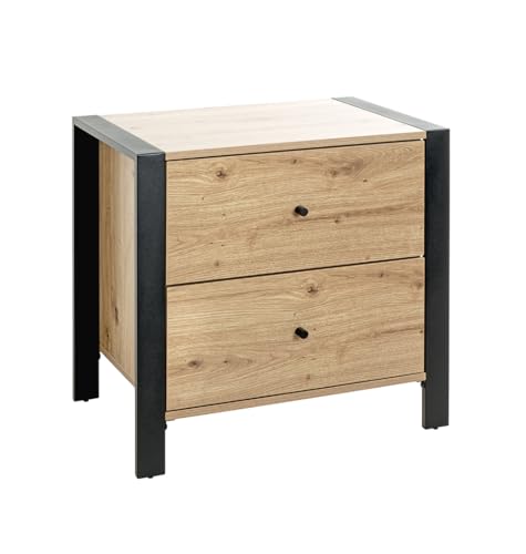 HAKU Möbel Konsole Eiche, schwarz, MDF, Metall - Maße: B 60 cm x H 60 cm x T 42 cm, Style: Modern von HAKU Möbel