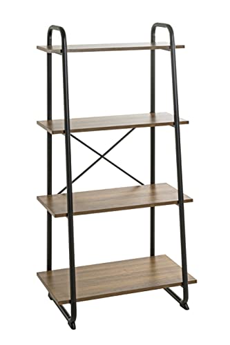 HAKU Möbel Regal Eiche, schwarz, Metall, Spanplatte - Maße: B 60 cm x H 128 cm x T 36 cm, Style: Modern von HAKU Möbel