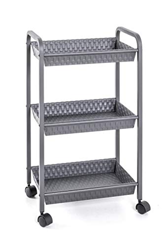 HAKU Möbel Regal auf Rollen grau, Metall - Maße: B 39 cm x H 72 cm x T 28 cm, Style: Modern HAKU Möbel Regal auf Rollen grau, Metall - Maße: B 39 cm x H 72 cm x T 28 cm, Style: Modern von HAKU Möbel