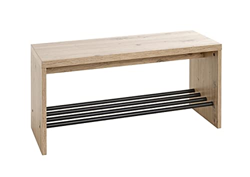 HAKU Möbel Schuhbank Eiche, schwarz, MDF, Metall - Maße: B 80 cm x H 40 cm x T 30 cm, Style: Modern von HAKU Möbel