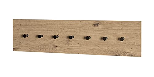 HAKU Möbel Wandgarderobe, MDF, eiche, schwarz, B 80 x T 5 x H 20 cm von HAKU Möbel