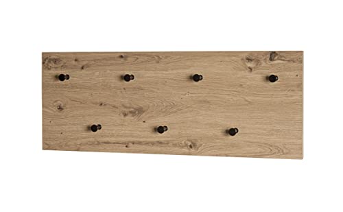 HAKU Möbel Wandgarderobe, MDF, eiche, schwarz, B 80 x T 5 x H 30 cm von HAKU Möbel