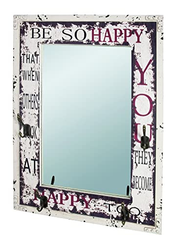 HAKU Möbel Wandgarderobe Vintage, MDF, Metall, Spiegel - Maße: B 55 cm x H 75 cm x T 8 cm, Style: Industrial von HAKU Möbel