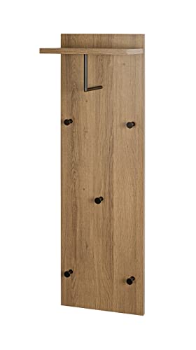 HAKU Möbel Wandgarderobe, MDF, eiche, schwarz, B 30 x T 20 x H 100 cm von HAKU Möbel