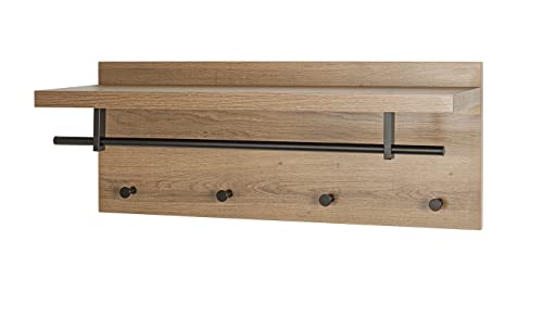 HAKU Möbel Wandgarderobe, eiche, schwarz, 75 x 26 x H 30 von HAKU Möbel