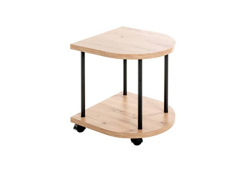 HAKU Beistelltisch IMOLA Tisch - eiche-schwarz - MDF, Metall - H. 45cm x B. 40cm (1xBeistelltisch auf Rollen, Dekotisch - kleiner Tisch), Tisch - Ablagetisch - Couchtisch - Sofatisch von HAKU