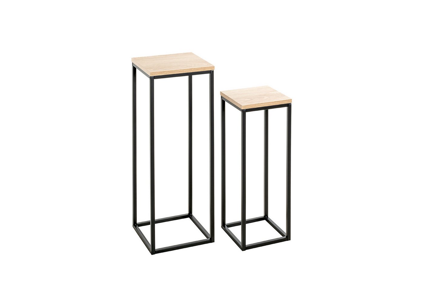 HAKU Blumenständer 2er Set Pflanzenständer - eiche-schwarz - MDF, Metall - Blumensäule (1xBlumensäule 2er Set, Blumenaufsteller - Blumenständer), Pflanzensäule - Pflanzensäulenständer - Dekosäule von HAKU