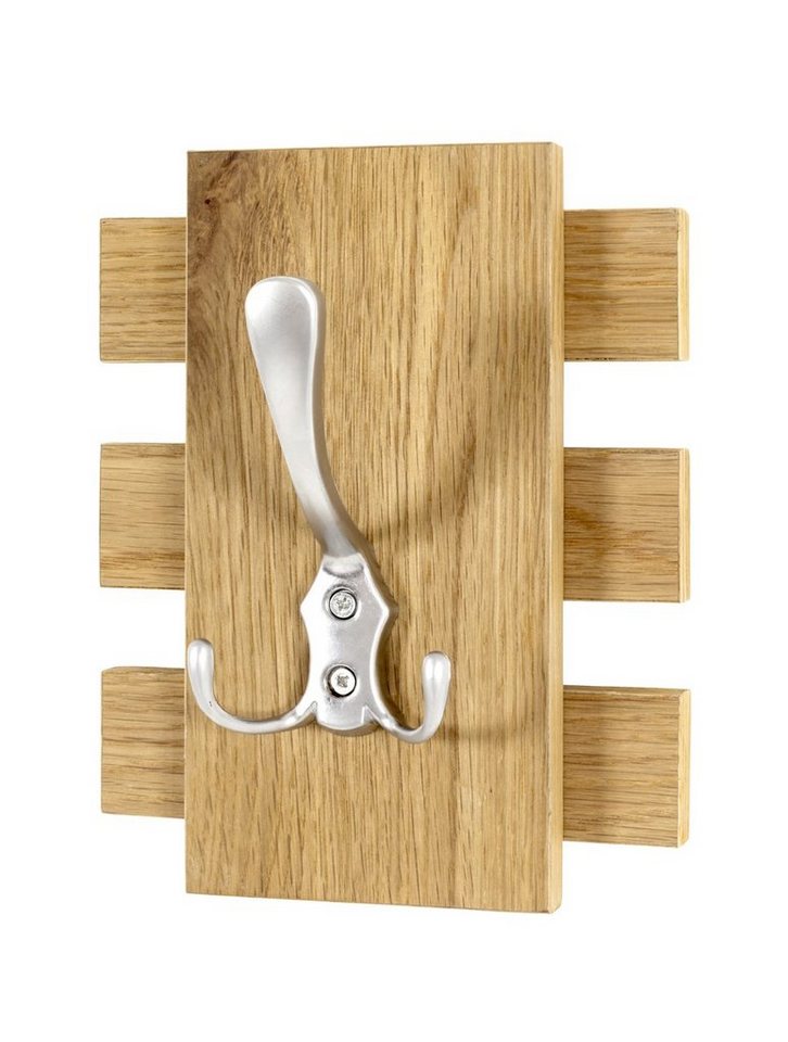 HAKU Garderobenleiste HAKU Möbel Garderobenleiste - eiche-edelstahloptik - H. 20cm x B. 16cm (1 Stück) von HAKU