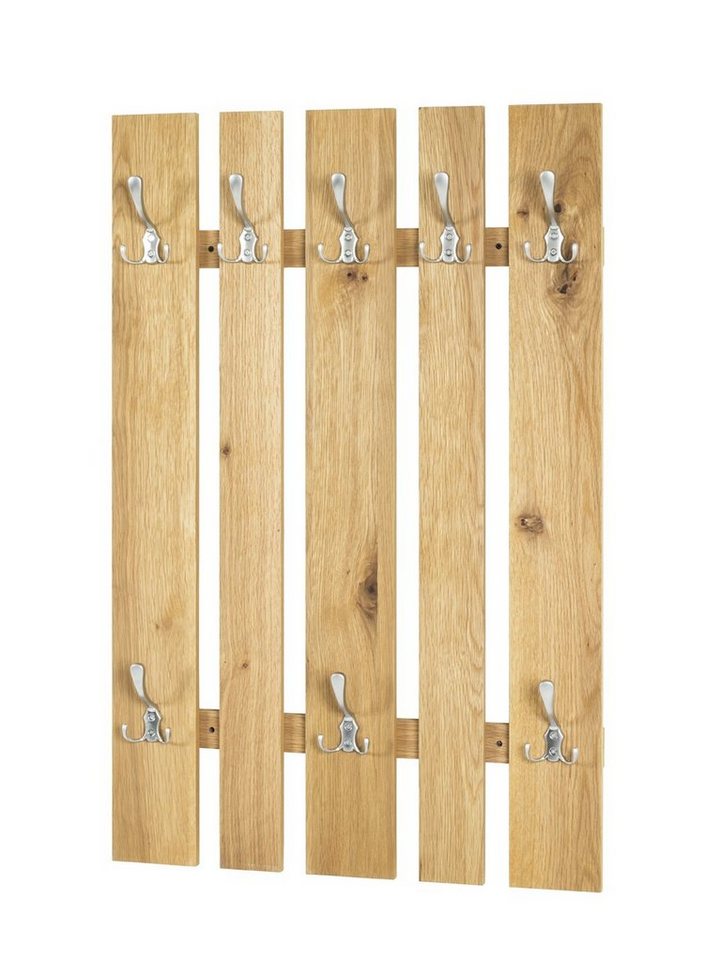 HAKU Wandgarderobe HAKU Möbel Wandgarderobe - eiche-edelstahloptik - H. 100cm x B. 65cm (1 Stück) von HAKU