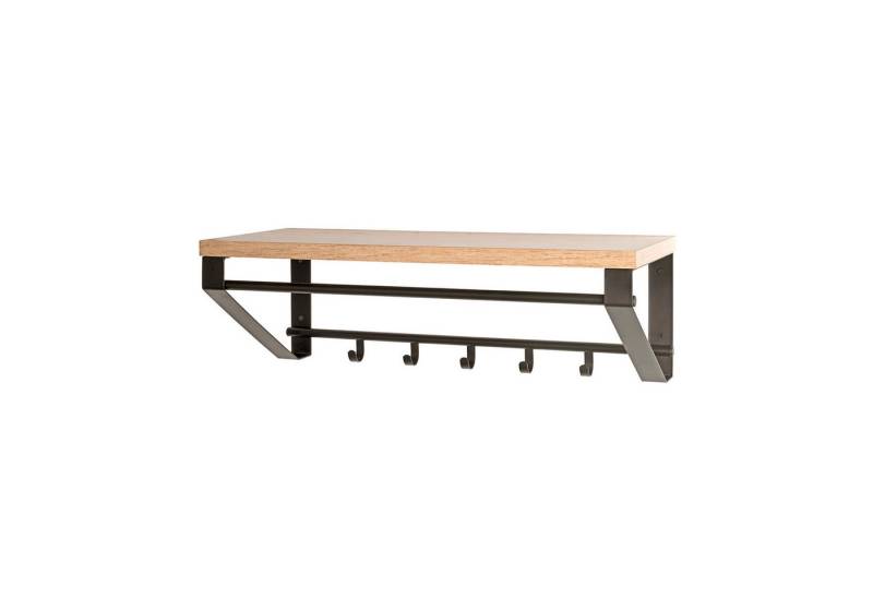 HAKU Garderobenstange PARMA 13 Garderobe - eiche-schwarz - MDF, Metall - H. 23cm x B. 70cm, (1xWandgarderobe, Wandhalterung - Wandhalter), Wandhakenleiste - Hakenleiste - Garderobenleiste - Wandhaken von HAKU