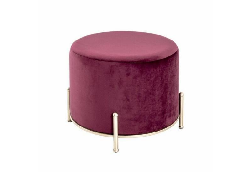 HAKU Polsterhocker Haku Hocker Boxer rot Samt gold Metall Sitzhocker rund Design von HAKU