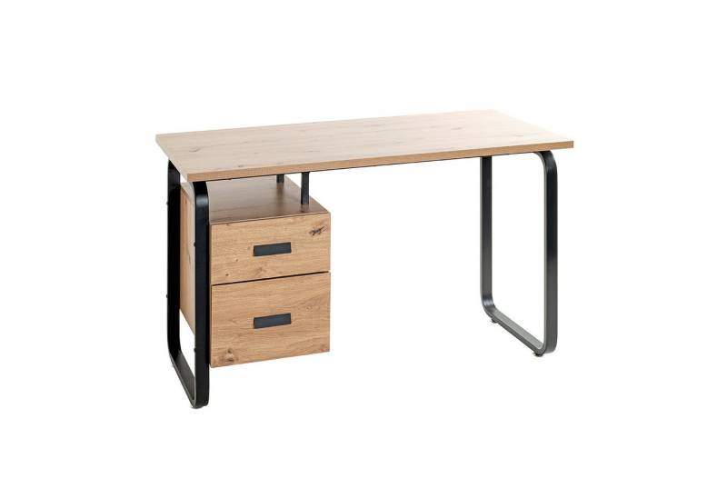 HAKU Schreibtisch PAMPLONA 1 Tisch - eiche-schwarz - MDF, Metall - H. 76cm x B. 120cm (1xSchreibtisch, Computerarbeitsplatz - Arbeitsfläche), Bürotisch - Arbeitstisch - Schreibtischplatte - Tisch von HAKU