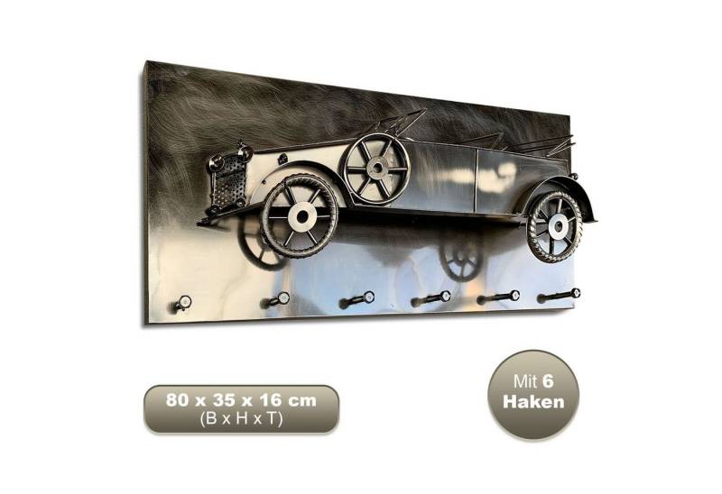 HAKU Wandgarderobe Große Hakenleiste mit Klassischem 3D Motiv - 3D Wandbild, 6 Haken, Einfache Montage, Vintage Deko, venickelter Stahl von HAKU