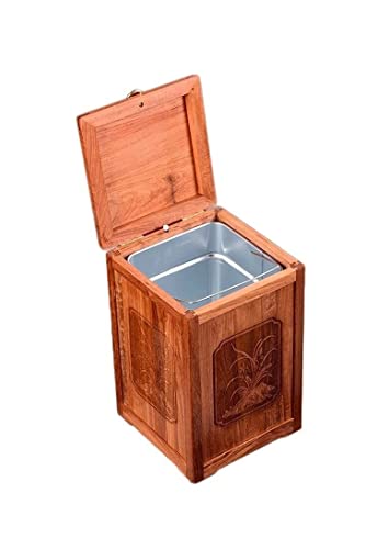 HALAHAI MüLleimer MistküBel Mülleimer Aus Holz, Rustikaler Mülleimer Für Zuhause Oder Büro, Bauernhaus, Wohnzimmer MüLleimer BüRo (Color : Bronze) von HALAHAI