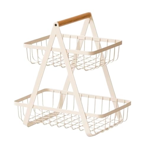 HALAHAI Obstschale Obstregale 2 Etagen Arbeitsplatte Obstkorb Schüssel für Küche, Küchentheke Metalldraht Aufbewahrungskorb Obsthalter Obstkörbe Obstschalen (Farbe: A, Größe: 30 x 18 x 32 cm) von HALAHAI