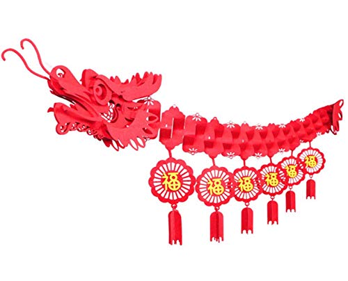 HALAWAKA 2 Stück Chinesisches Neujahrsdrachen Ornamente Zugblume mit Drachen-Hortensien für chinesisches Frühjahrsfest, Neujahr, Heimdekorationen zum Aufhängen von HALAWAKA