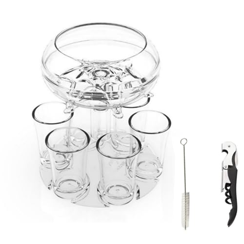 Schnapsspender Party Getränkespender mit 6 Schnapsgläsern Set - Weinspender Flüssigkeitsabscheider Halten für Getränke Tipple Cocktail Bierspender Geeignet für alle Arten von Partys von HALAWAKA