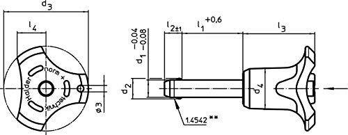 HALDER 22380.0449, selbstsichernd, mit Kombigriff, ausscheidungsgehärtet Kugelsperrbolzen, blau, d1=6 mm / l1=45 mm von HALDER