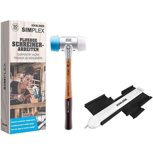 HALDER - Plusbox Schreinerarbeiten, SIMPLEX-Schonhammer, TPE-soft/Superplastik plus Konturenlehre | 3117s004 von HALDER