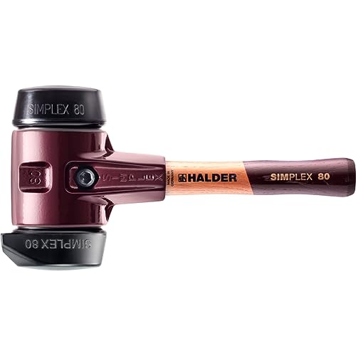 SIMPLEX-Schonhammer, Gummikomposition, mit Standfuß; mit Tempergussgehäuse und hochwertigem extra kurzen Holzstiel | D=80 mm/Stielausführung=extra kurz | 3022.282 von HALDER